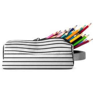 imageSimple Modern Pencil Case Pouch Box for School  Kids Durable Bag Organizer for Office Makeup and Travel Supplies Polyester Zip Pouch  Hudson Collection  Fox and the FlowerPattern Glacier Stripes