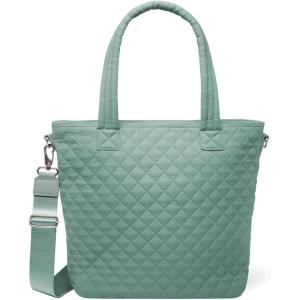 imageSimple Modern Quilted Tote Bag for Women  Medium Size wCompartments ampamp Laptop Sleeve  Adjustable Strap  Zipper TopLaguna