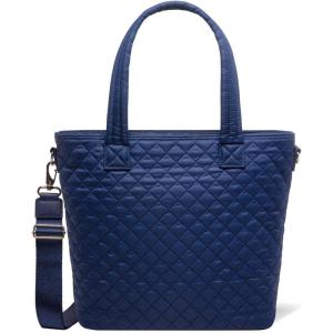 imageSimple Modern Quilted Tote Bag for Women  Medium Size wCompartments ampamp Laptop Sleeve  Adjustable Strap  Zipper TopNavy