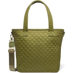 imageSimple Modern Quilted Tote Bag for Women  Medium Size wCompartments ampamp Laptop Sleeve  Adjustable Strap  Zipper TopOlive