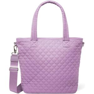 imageSimple Modern Quilted Tote Bag for Women  Medium Size wCompartments ampamp Laptop Sleeve  Adjustable Strap  Zipper TopPurple Breeze