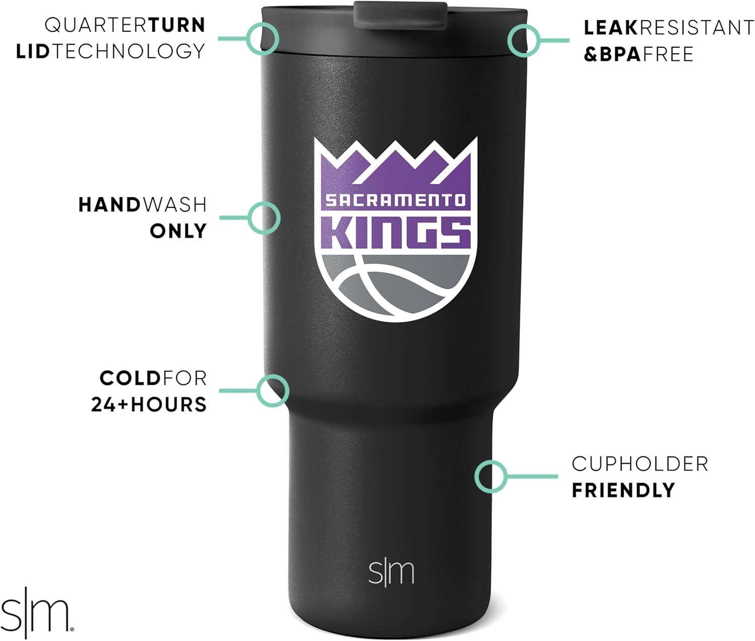imageSimple Modern Officially Licensed NBA 30oz Tumbler with Flip Lid and Straws  Insulated Stainless Steel Cup  Trek CollectionSacramento Kings
