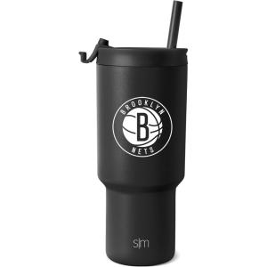 imageSimple Modern Officially Licensed NBA 30oz Tumbler with Flip Lid and Straws  Insulated Stainless Steel Cup  Trek CollectionBrooklyn Nets