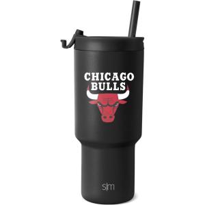 imageSimple Modern Officially Licensed NBA 30oz Tumbler with Flip Lid and Straws  Insulated Stainless Steel Cup  Trek CollectionChicago Bulls