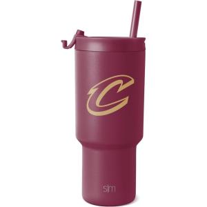 imageSimple Modern Officially Licensed NBA 30oz Tumbler with Flip Lid and Straws  Insulated Stainless Steel Cup  Trek CollectionCleveland Cavaliers