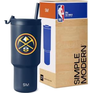 imageSimple Modern Officially Licensed NBA 30oz Tumbler with Flip Lid and Straws  Insulated Stainless Steel Cup  Trek CollectionDenver Nuggets