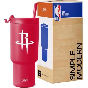 imageSimple Modern Officially Licensed NBA 30oz Tumbler with Flip Lid and Straws  Insulated Stainless Steel Cup  Trek CollectionHouston Rockets
