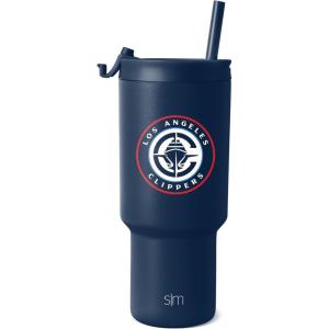 imageSimple Modern Officially Licensed NBA 30oz Tumbler with Flip Lid and Straws  Insulated Stainless Steel Cup  Trek CollectionLos Angeles Clippers