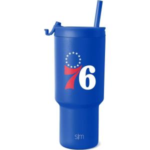 imageSimple Modern Officially Licensed NBA 30oz Tumbler with Flip Lid and Straws  Insulated Stainless Steel Cup  Trek CollectionPhiladelphia 76ers