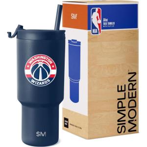 imageSimple Modern Officially Licensed NBA 30oz Tumbler with Flip Lid and Straws  Insulated Stainless Steel Cup  Trek CollectionWashington Wizards
