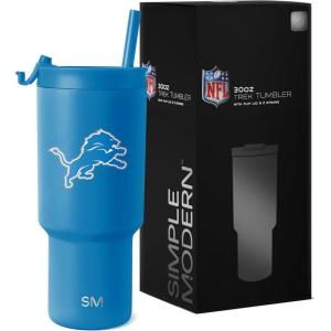 imageSimple Modern Officially Licensed NFL Detroit Lions 30 oz Tumbler with Flip Lid and Straws  Insulated Cup Stainless Steel  Gifts for Men Women  Trek Collection  Detroit LionsDetroit Lions