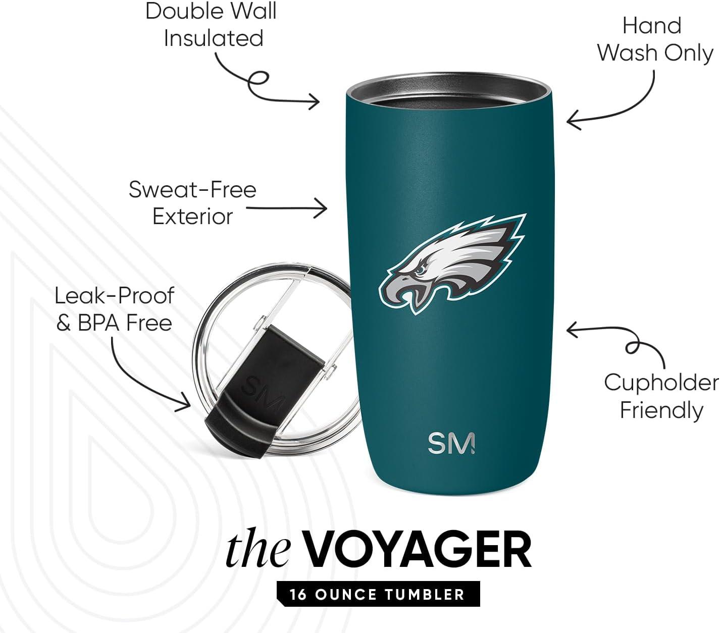 imageSimple Modern Officially Licensed NFL Pittsburgh Steelers 16oz Travel Coffee Tumbler with Flip Lid  Stainless Steel Cup  Football Gifts for Men Women  Voyager Collection  Pittsburgh SteelersPhiladelphia Eagles