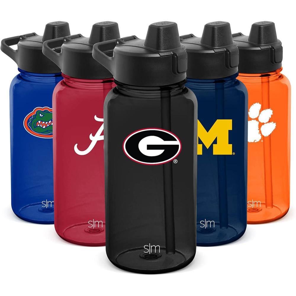 imageSimple Modern Officially Licensed Collegiate University Tritan Plastic BPAFree Water Bottle with PushButton Silicone Straw Lid  Summit Collection  32ozGeorgia Bulldogs
