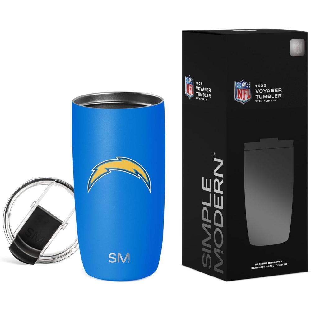 imageSimple Modern Officially Licensed NFL Pittsburgh Steelers 16oz Travel Coffee Tumbler with Flip Lid  Stainless Steel Cup  Football Gifts for Men Women  Voyager Collection  Pittsburgh SteelersLos Angeles Chargers