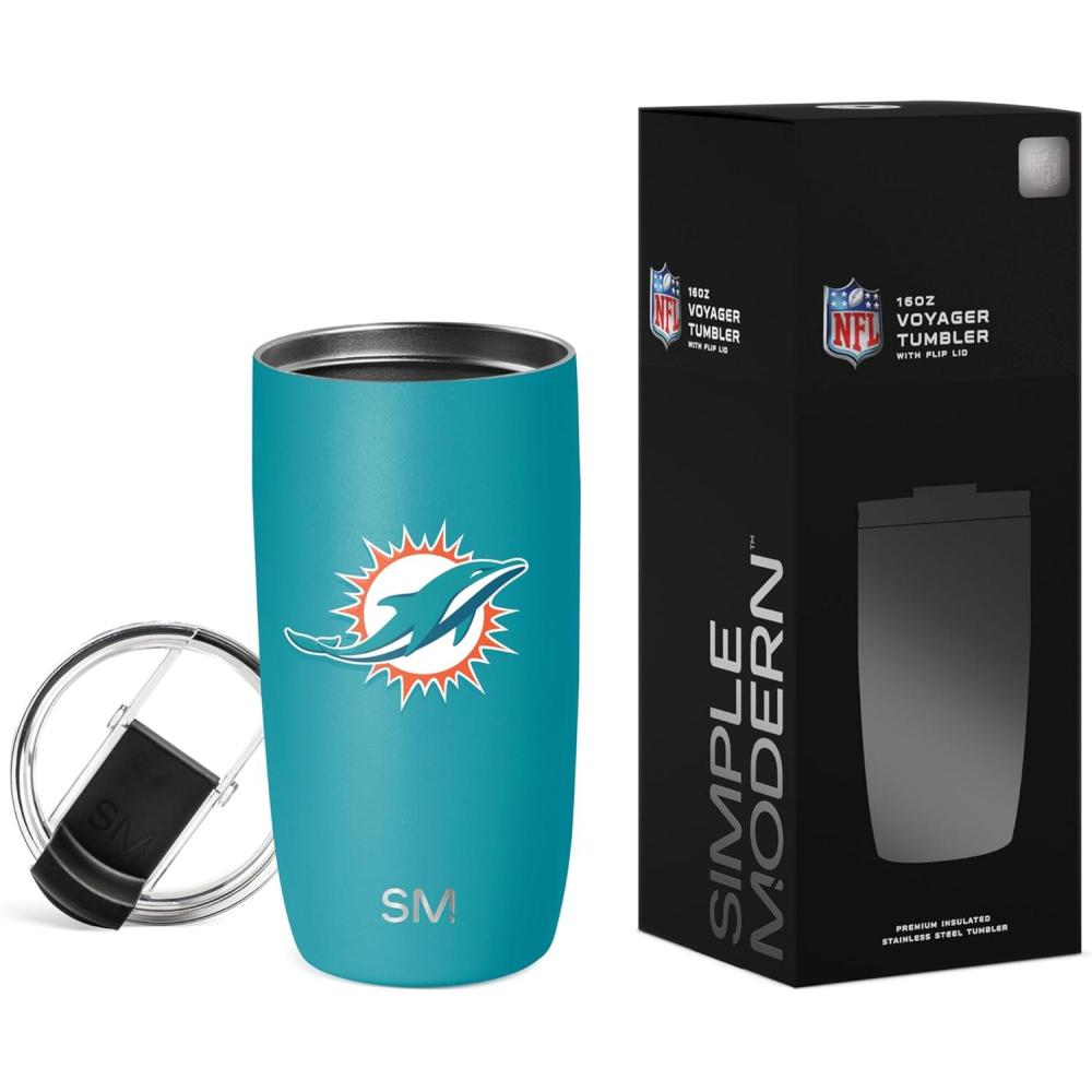 imageSimple Modern Officially Licensed NFL Pittsburgh Steelers 16oz Travel Coffee Tumbler with Flip Lid  Stainless Steel Cup  Football Gifts for Men Women  Voyager Collection  Pittsburgh SteelersMiami Dolphins