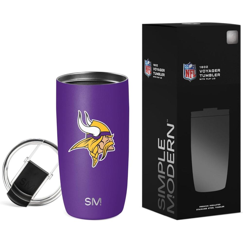 imageSimple Modern Officially Licensed NFL Pittsburgh Steelers 16oz Travel Coffee Tumbler with Flip Lid  Stainless Steel Cup  Football Gifts for Men Women  Voyager Collection  Pittsburgh SteelersMinnesota Vikings