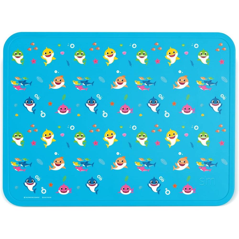 imageSimple Modern Silicone Placemat for Baby Toddlers Kids  NonSlip Baby Eating Table Food Mat for Restaurants and Dining Table  Piper Collection  Sea Glass SageBaby Shark Friends