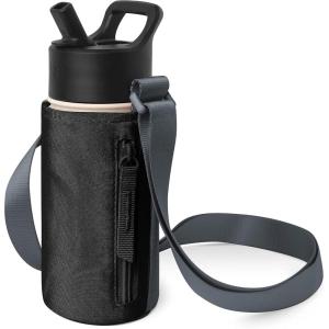 imageSimple Modern Kids Water Bottle Carrier Sling with Adjustable Strap  Bottle Holder Crossbody Bag for Walking Hiking and School  Summit Collection  Solar SystemSlate