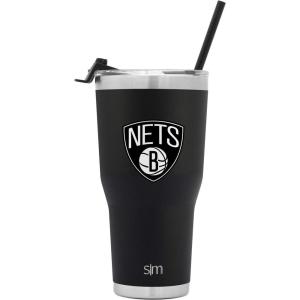 imageSimple Modern Officially Licensed NBA Tumbler with Flip Lid and Straw Insulated Stainless Steel Cup  Cruiser Collection  30ozBrooklyn Nets