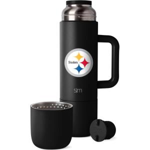 imageSimple Modern Officially Licensed NFL Pittsburgh Steelers 36oz Insulated Hot Beverage Bottle with 2 Mugs  Coffee Thermos  Twist and Pour Top  Travel Friendly  Roam Collection  Pittsburgh SteelersPittsburgh Steelers