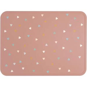 imageSimple Modern Silicone Placemat for Baby Toddlers Kids  NonSlip Baby Eating Table Food Mat for Restaurants and Dining Table  Piper Collection  Sea Glass Sage Hearts on Pink