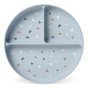 imageSimple Modern Silicone Plate for Baby and Toddler  Divided and Microwave Safe Plates for Kids  Parker Collection  Gray TrianglesPattern Gray Triangles
