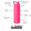 imageSimple Modern Kids Water Bottle with Straw Lid  Vacuum Insulated Stainless Steel Metal  Reusable Leak Proof BPAFree Thermos for School  Summit Collection  18oz Malibu