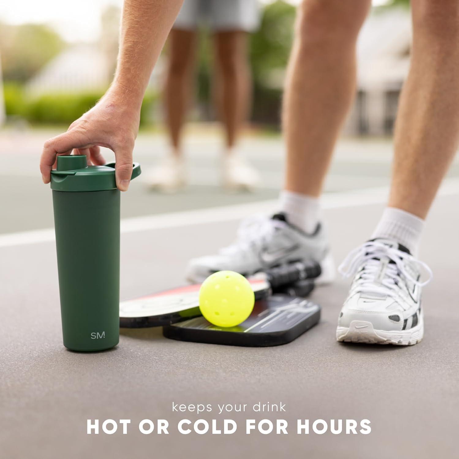 imageSimple Modern Stainless Steel Shaker Bottle with Ball 24oz  Metal Insulated Cup for Protein Mixes Shakes and Pre Workout  Rally Collection  Almond BirchHonolulu