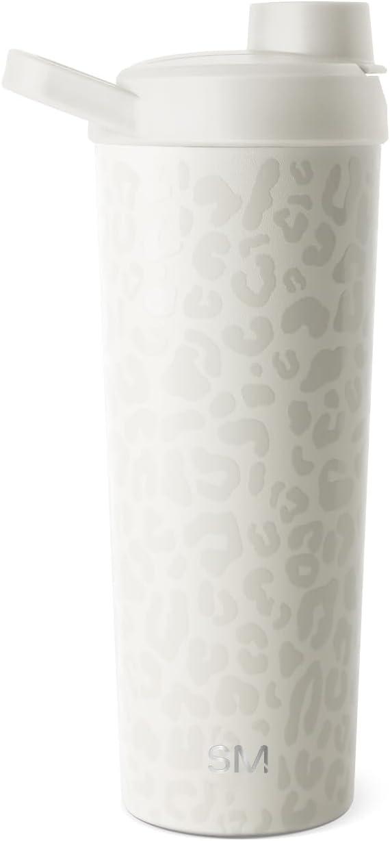 imageSimple Modern Stainless Steel Shaker Bottle with Ball 24oz  Metal Insulated Cup for Protein Mixes Shakes and Pre Workout  Rally Collection  Almond BirchPattern Cream Leopard