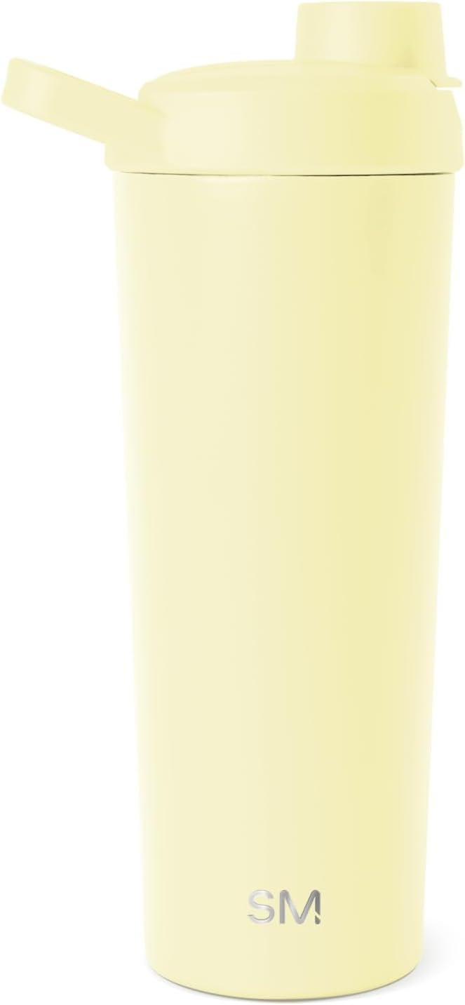 imageSimple Modern Stainless Steel Shaker Bottle with Ball 24oz  Metal Insulated Cup for Protein Mixes Shakes and Pre Workout  Rally Collection  Almond BirchButtercup