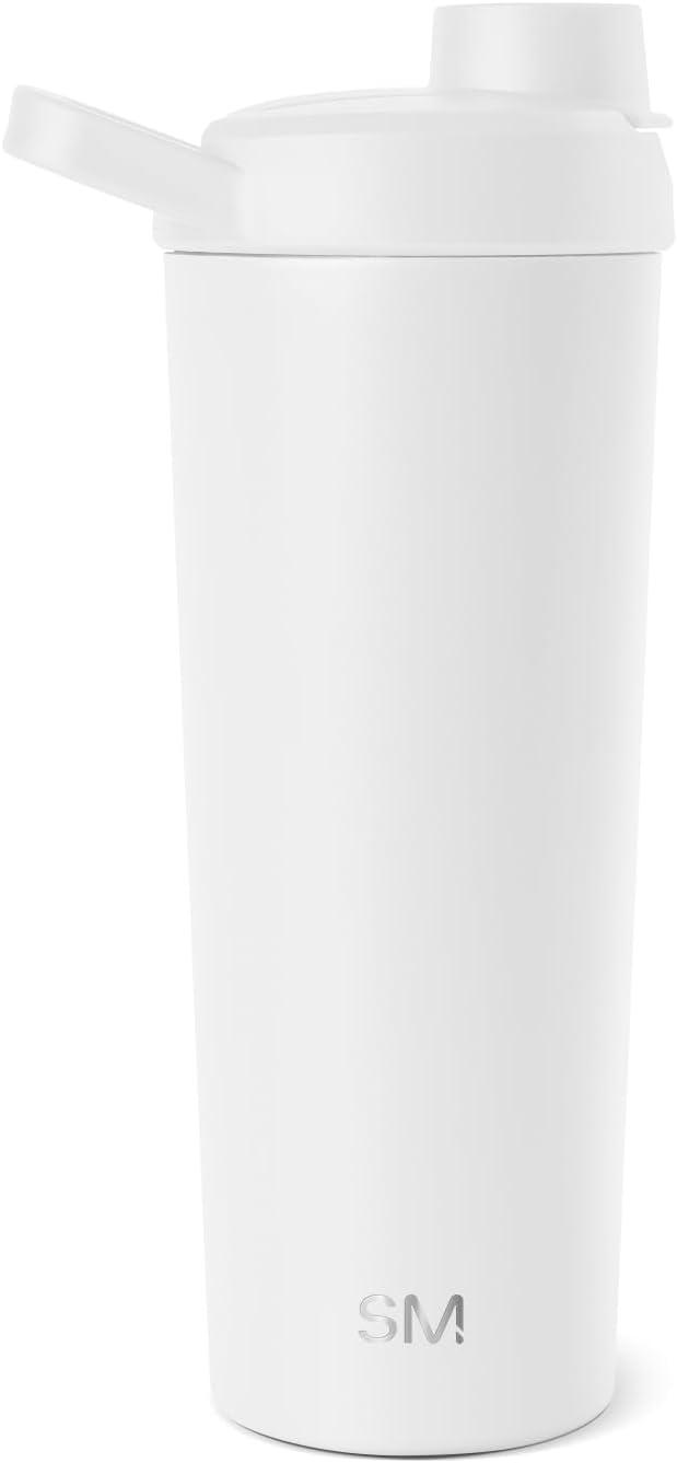 imageSimple Modern Stainless Steel Shaker Bottle with Ball 24oz  Metal Insulated Cup for Protein Mixes Shakes and Pre Workout  Rally Collection  Almond BirchWinter White