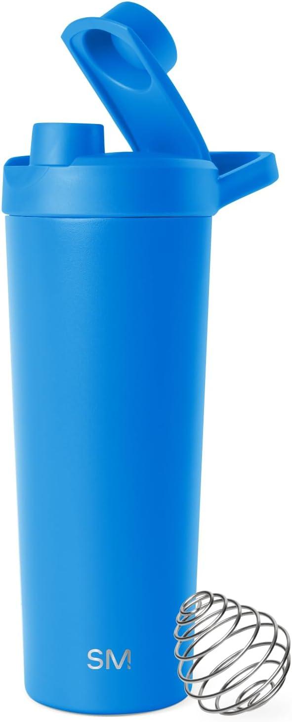 imageSimple Modern Stainless Steel Shaker Bottle with Ball 24oz  Metal Insulated Cup for Protein Mixes Shakes and Pre Workout  Rally Collection  Almond BirchSupersonic Blue
