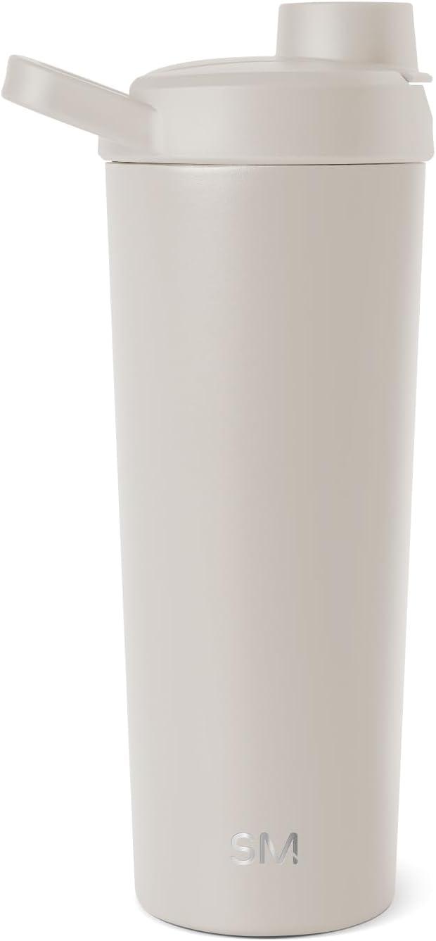 imageSimple Modern Stainless Steel Shaker Bottle with Ball 24oz  Metal Insulated Cup for Protein Mixes Shakes and Pre Workout  Rally Collection  Almond BirchAlmond Birch