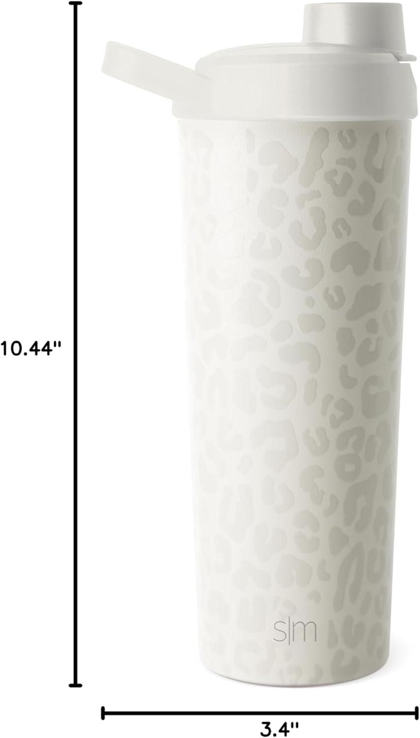 imageSimple Modern Stainless Steel Shaker Bottle with Ball 24oz  Metal Insulated Cup for Protein Mixes Shakes and Pre Workout  Rally Collection  Almond BirchPattern Cream Leopard