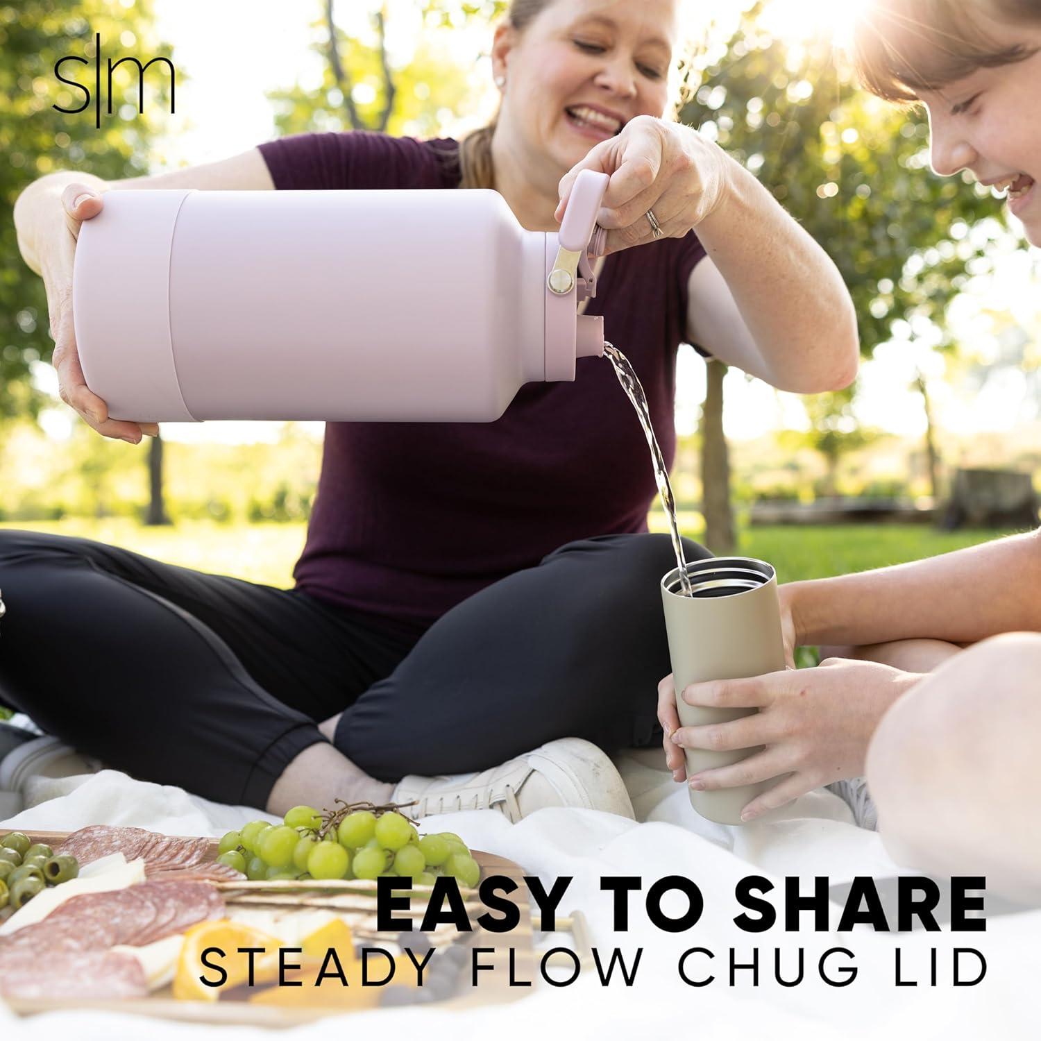 imageSimple Modern Trek Pivot  Half Gallon Water Bottle Jug with Handle ampamp Boot  Interchangeable Straw ampamp Chug Lids  Large Insulated Stainless Steel  Sports Camping Outdoors  64oz ForestWinter White