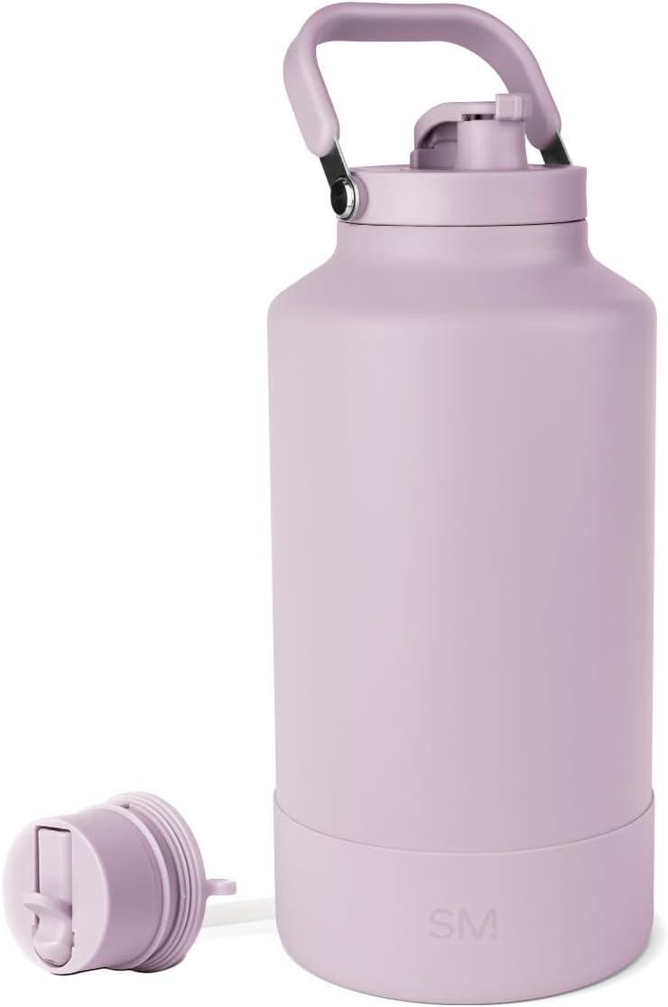imageSimple Modern Trek Pivot  Half Gallon Water Bottle Jug with Handle ampamp Boot  Interchangeable Straw ampamp Chug Lids  Large Insulated Stainless Steel  Sports Camping Outdoors  64oz ForestLavender Mist