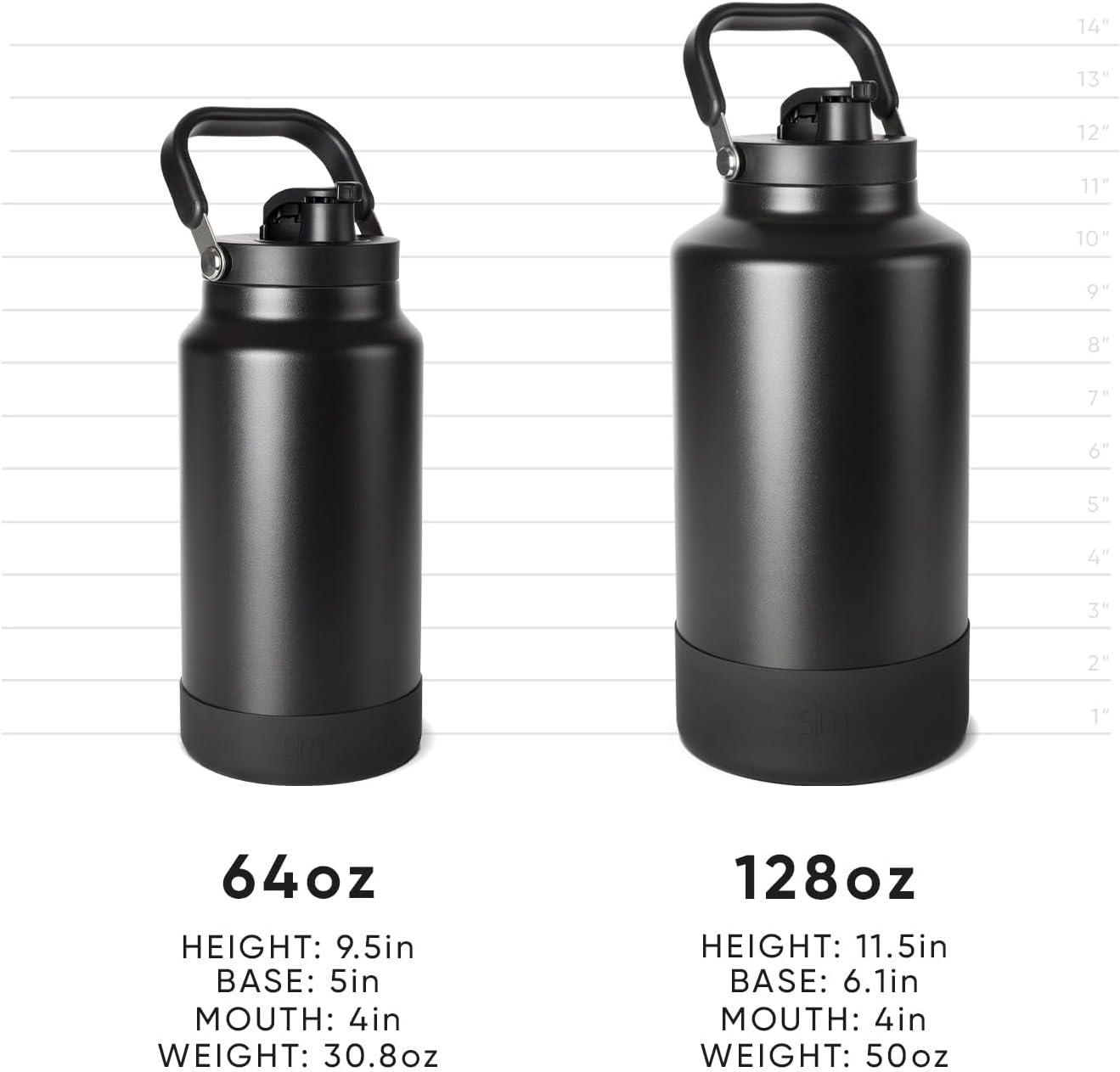 imageSimple Modern Trek Pivot  Half Gallon Water Bottle Jug with Handle ampamp Boot  Interchangeable Straw ampamp Chug Lids  Large Insulated Stainless Steel  Sports Camping Outdoors  64oz Forest Midnight Black