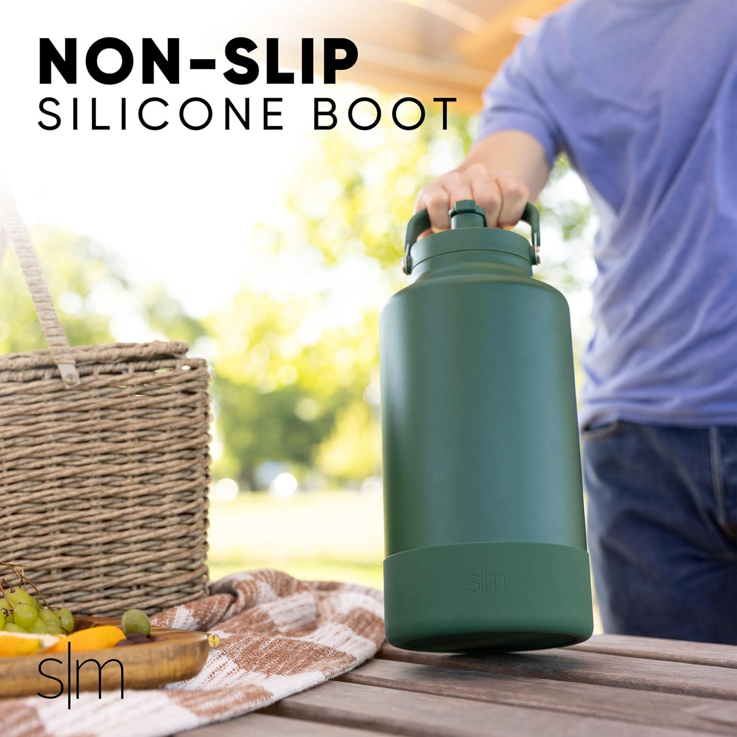 imageSimple Modern Trek Pivot  Half Gallon Water Bottle Jug with Handle ampamp Boot  Interchangeable Straw ampamp Chug Lids  Large Insulated Stainless Steel  Sports Camping Outdoors  64oz Forest Midnight Black