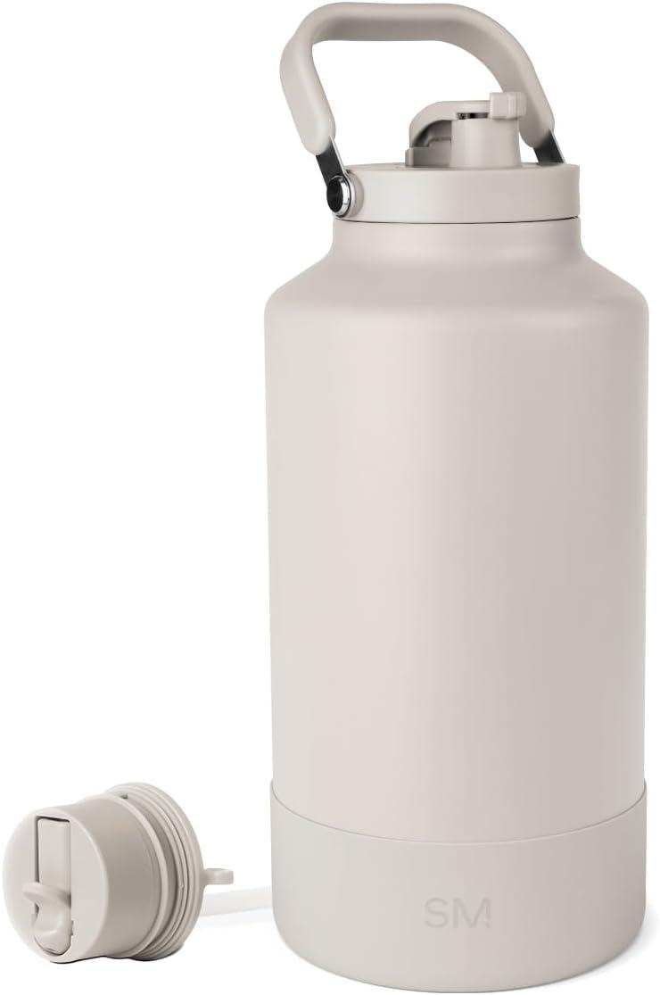 imageSimple Modern Trek Pivot  Half Gallon Water Bottle Jug with Handle ampamp Boot  Interchangeable Straw ampamp Chug Lids  Large Insulated Stainless Steel  Sports Camping Outdoors  64oz ForestAlmond Birch