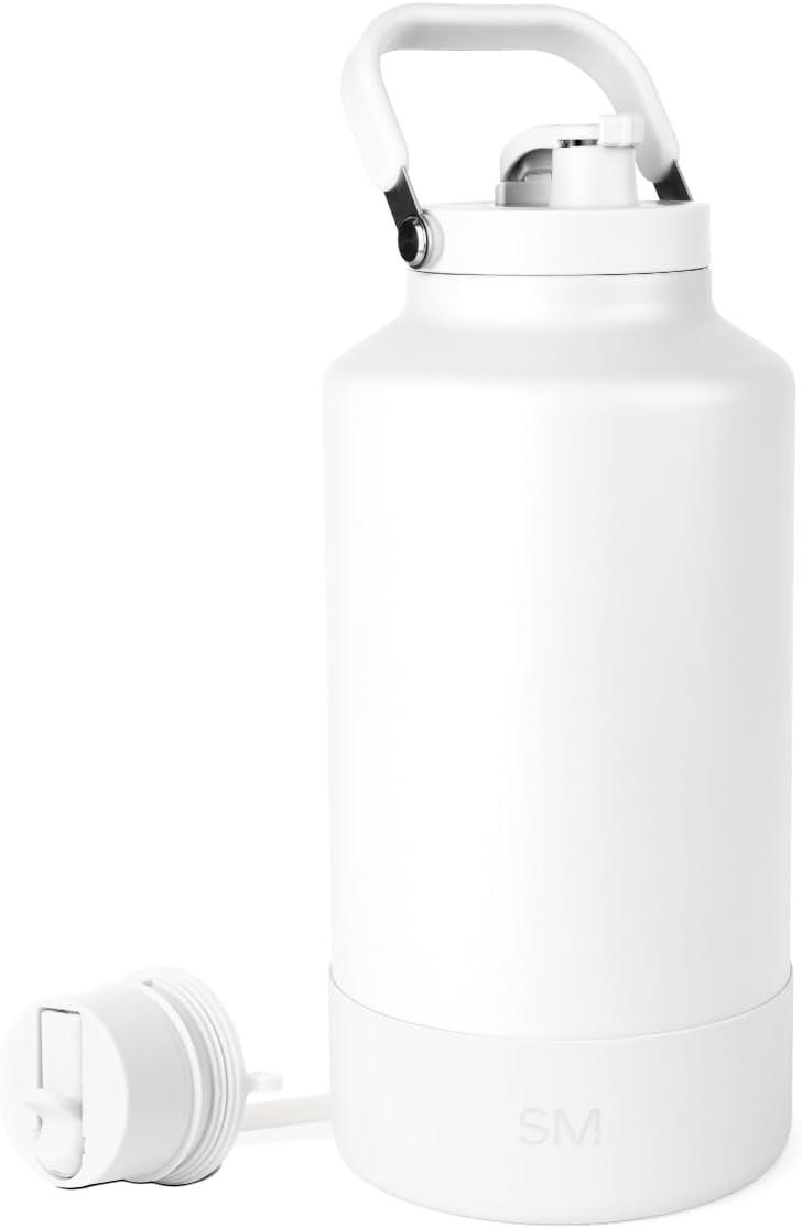 imageSimple Modern Trek Pivot  Half Gallon Water Bottle Jug with Handle ampamp Boot  Interchangeable Straw ampamp Chug Lids  Large Insulated Stainless Steel  Sports Camping Outdoors  64oz ForestWinter White