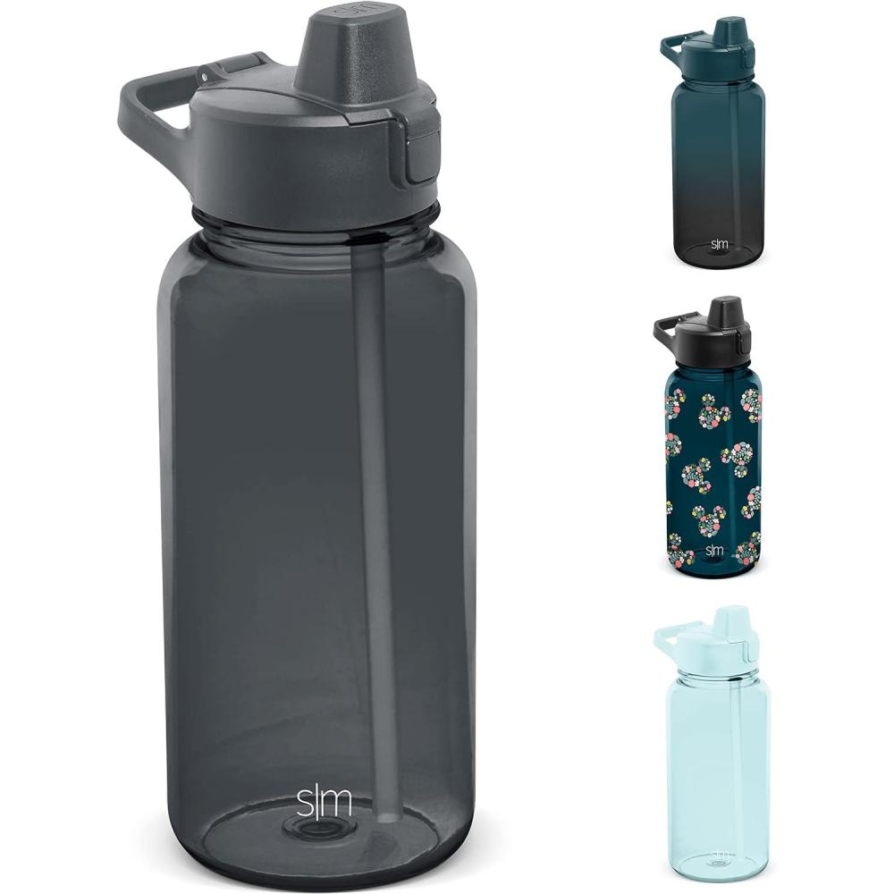 imageSimple Modern 32oz Water Bottle with Straw Lid  Reusable BPAFree Tritan Plastic Lightweight Sports Bottles for Gym  Summit Collection  Sweet TaffyGraphite