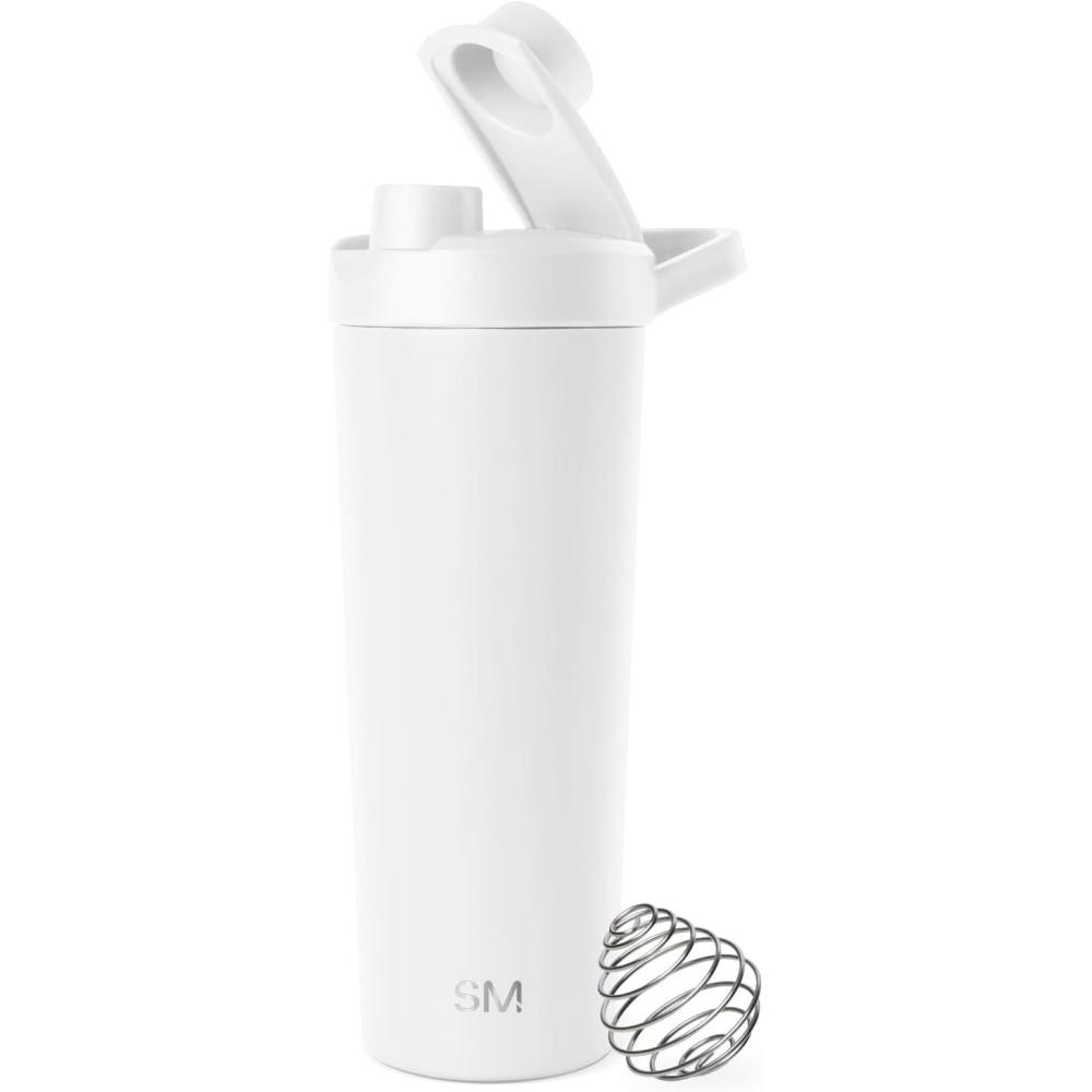 imageSimple Modern Stainless Steel Shaker Bottle with Ball 24oz  Metal Insulated Cup for Protein Mixes Shakes and Pre Workout  Rally Collection  Almond BirchWinter White