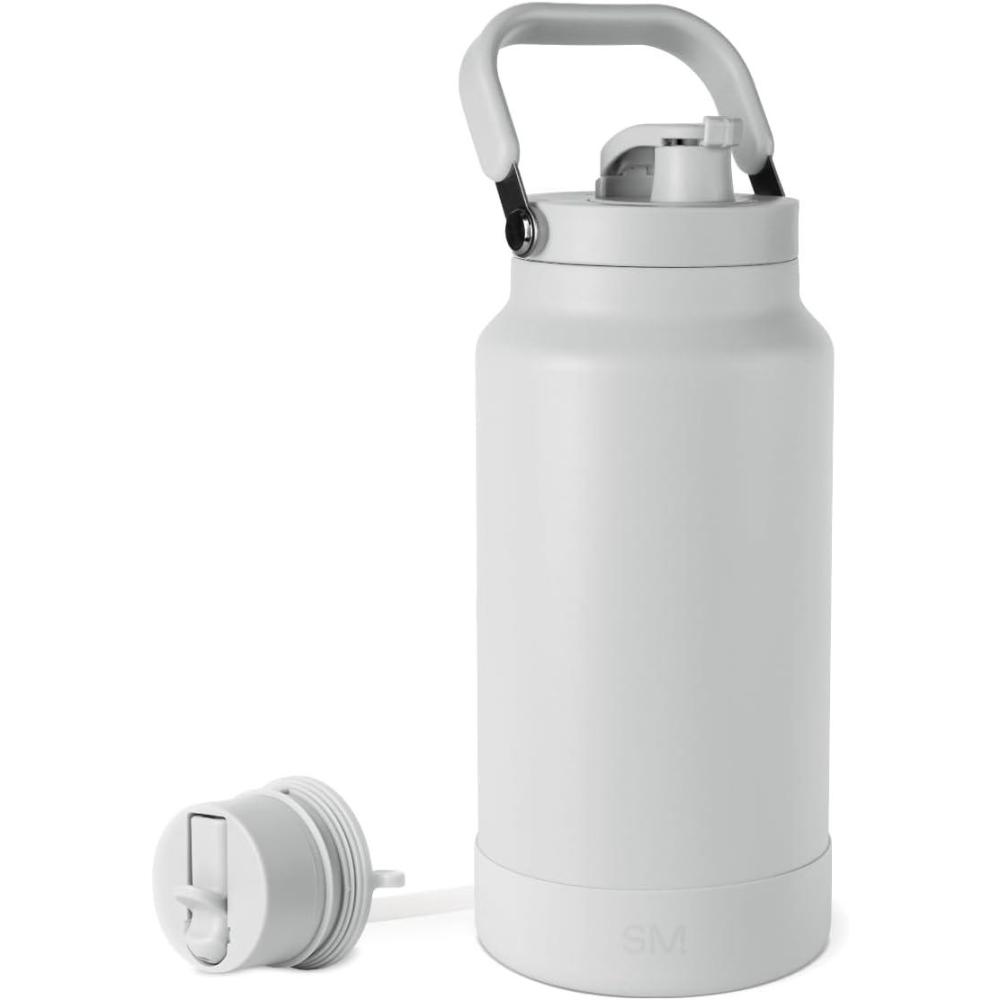 imageSimple Modern Trek Pivot  Half Gallon Water Bottle Jug with Handle ampamp Boot  Interchangeable Straw ampamp Chug Lids  Large Insulated Stainless Steel  Sports Camping Outdoors  64oz ForestIce Gray