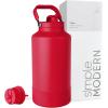 imageSimple Modern Trek Pivot  Half Gallon Water Bottle Jug with Handle ampamp Boot  Interchangeable Straw ampamp Chug Lids  Large Insulated Stainless Steel  Sports Camping Outdoors  64oz ForestEmber Red