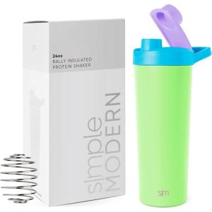 imageSimple Modern Stainless Steel Shaker Bottle with Ball 24oz  Metal Insulated Cup for Protein Mixes Shakes and Pre Workout  Rally Collection  Almond BirchMultiColor Baja Mix