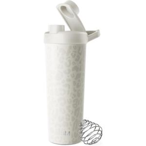 imageSimple Modern Stainless Steel Shaker Bottle with Ball 24oz  Metal Insulated Cup for Protein Mixes Shakes and Pre Workout  Rally Collection  Almond BirchPattern Cream Leopard