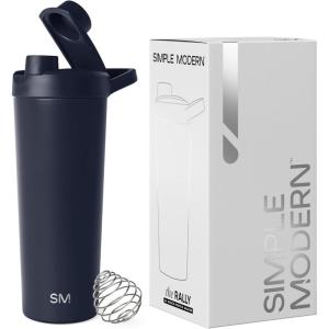 imageSimple Modern Stainless Steel Shaker Bottle with Ball 24oz  Metal Insulated Cup for Protein Mixes Shakes and Pre Workout  Rally Collection  Almond BirchDeep Ocean
