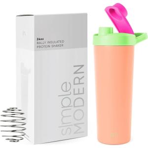 imageSimple Modern Stainless Steel Shaker Bottle with Ball 24oz  Metal Insulated Cup for Protein Mixes Shakes and Pre Workout  Rally Collection  Almond BirchMultiColor Zesty Mix