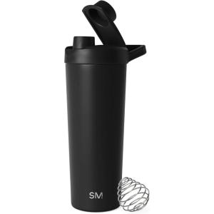 imageSimple Modern Stainless Steel Shaker Bottle with Ball 24oz  Metal Insulated Cup for Protein Mixes Shakes and Pre Workout  Rally Collection  Almond Birch Midnight Black