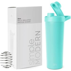 imageSimple Modern Stainless Steel Shaker Bottle with Ball 24oz  Metal Insulated Cup for Protein Mixes Shakes and Pre Workout  Rally Collection  Almond BirchOcean Water